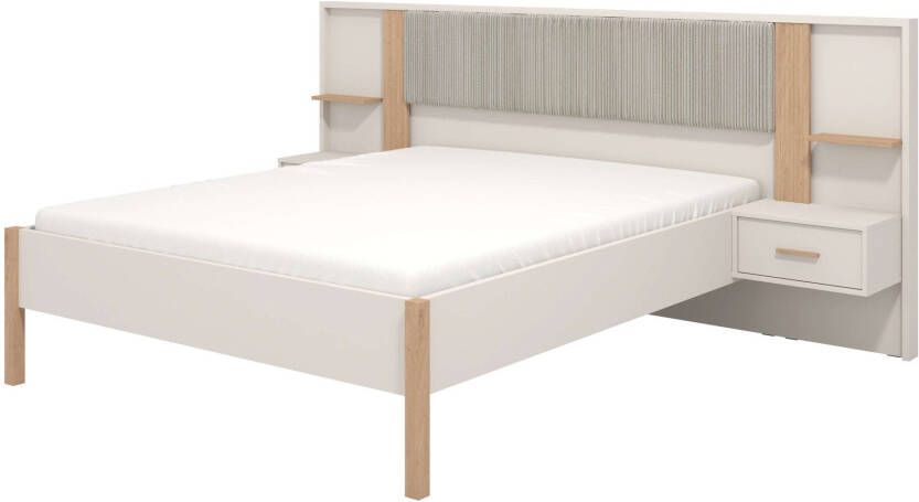 Home affaire Bed Belfort bedcombinatie met gestoffe hoofdeinde zachte cordstof (set 3-delig)