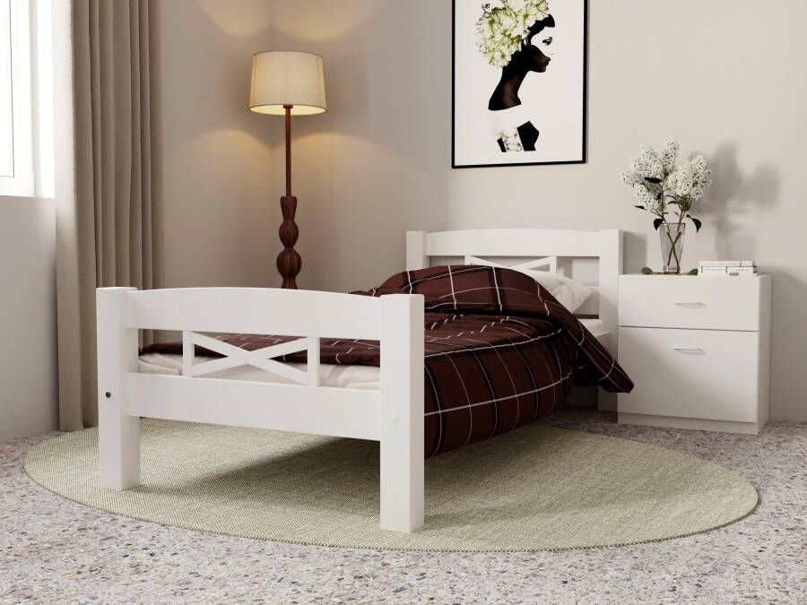 Home affaire Bed Wilma 90 x 200 cm en 180 x 200 cm Landhuisstijl in Scandinavisch ontwerp van massieve kwaliteit