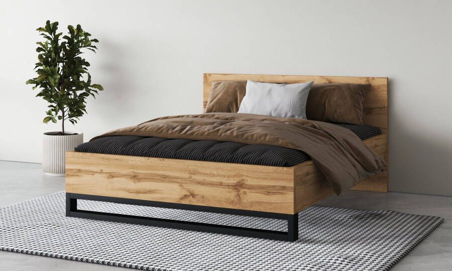 Home affaire Bedframe Bronne Made in Europe met slede in metaallook fsc-gecertificeerd keuze uit 3 breedtes