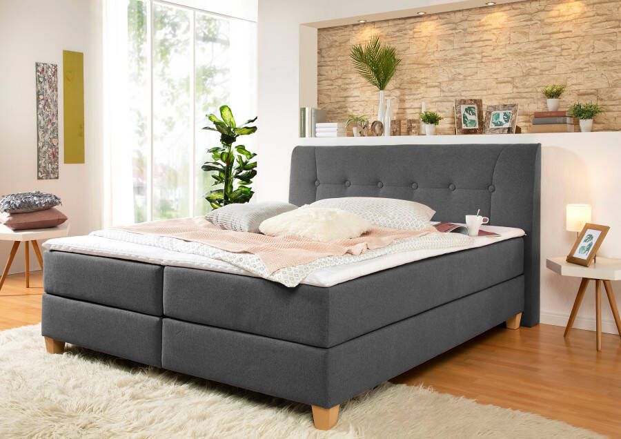 Home affaire Boxspring Calloway incl. topmatras xxl-uitvoering in 4 kleuren 5 breedten 3 matrassoorten