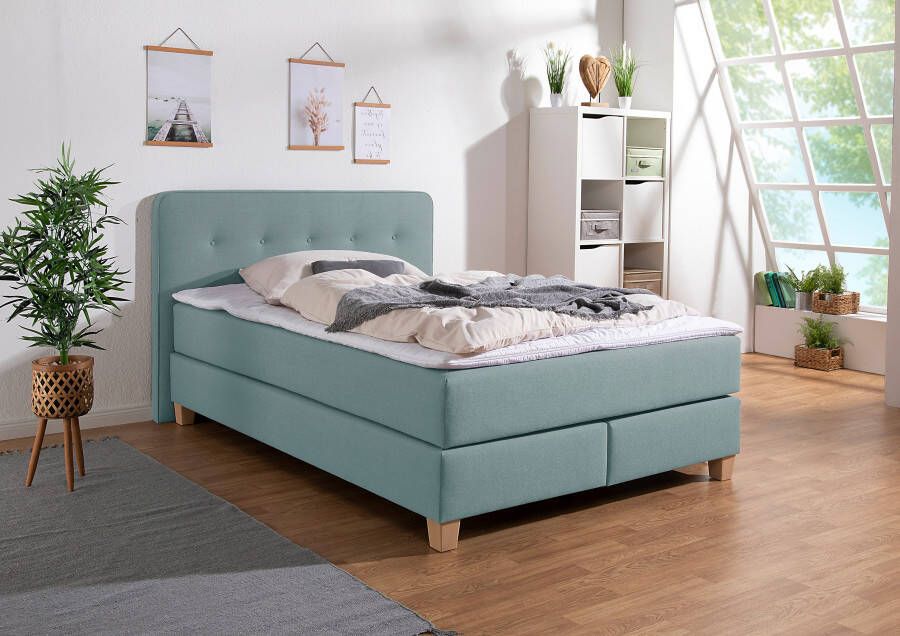 Home affaire Boxspring Fargo in extra lang 220 cm met topmatras 3 uitvoeringen 4 breedten