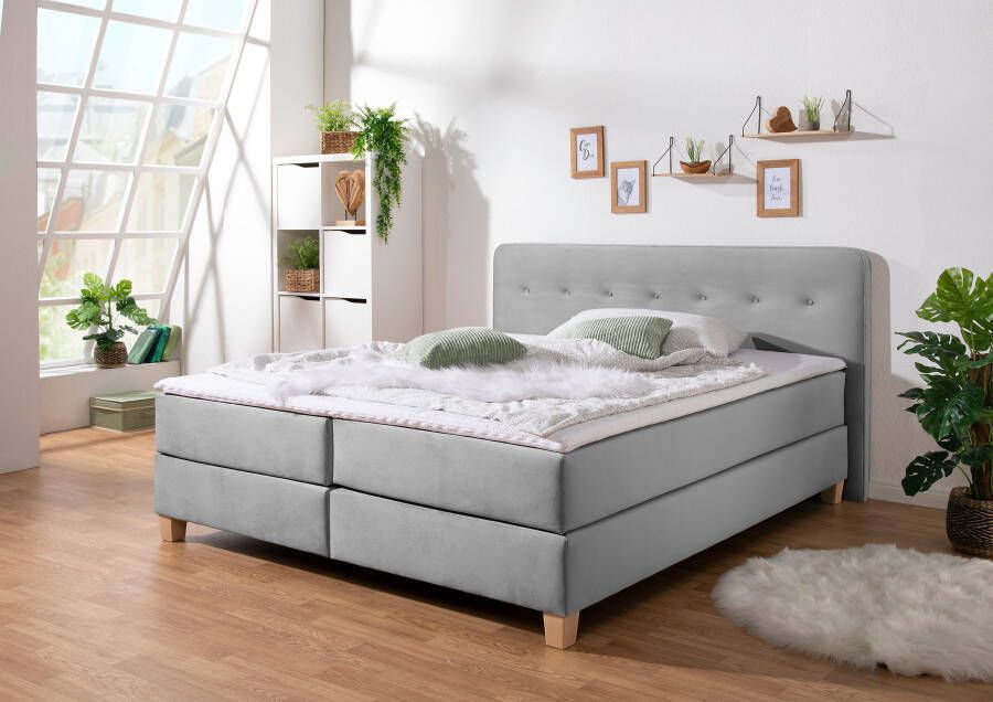 Home affaire Boxspring Fargo in extra lang 220 cm met topmatras 3 uitvoeringen 4 breedten