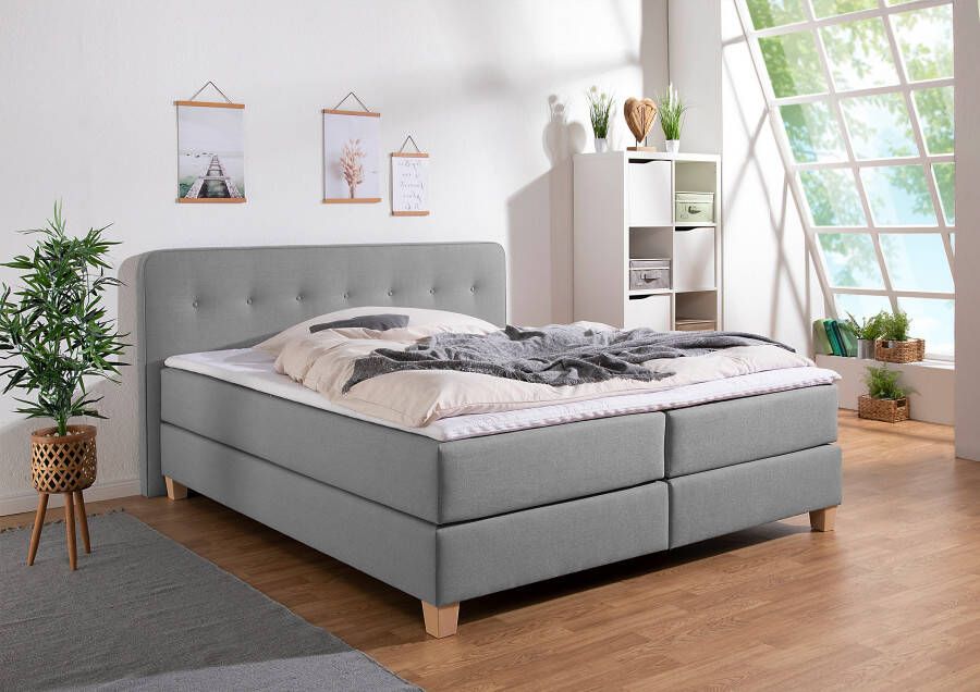 Home affaire Boxspring Fargo in extra lang 220 cm met topmatras 3 uitvoeringen 4 breedten