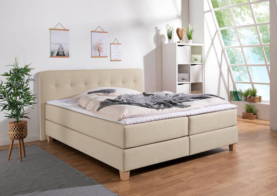 Home affaire Boxspring Fargo in extra lang 220 cm met topmatras 3 uitvoeringen 4 breedten