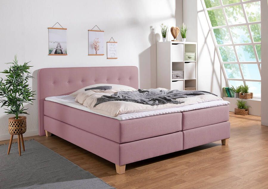 Home affaire Boxspring Fargo in extra lang 220 cm met topmatras 3 uitvoeringen 4 breedten