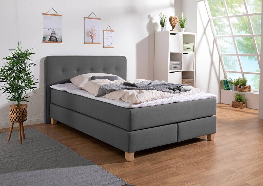 Home affaire Boxspring Fargo in extra lang 220 cm met topmatras 3 uitvoeringen 4 breedten