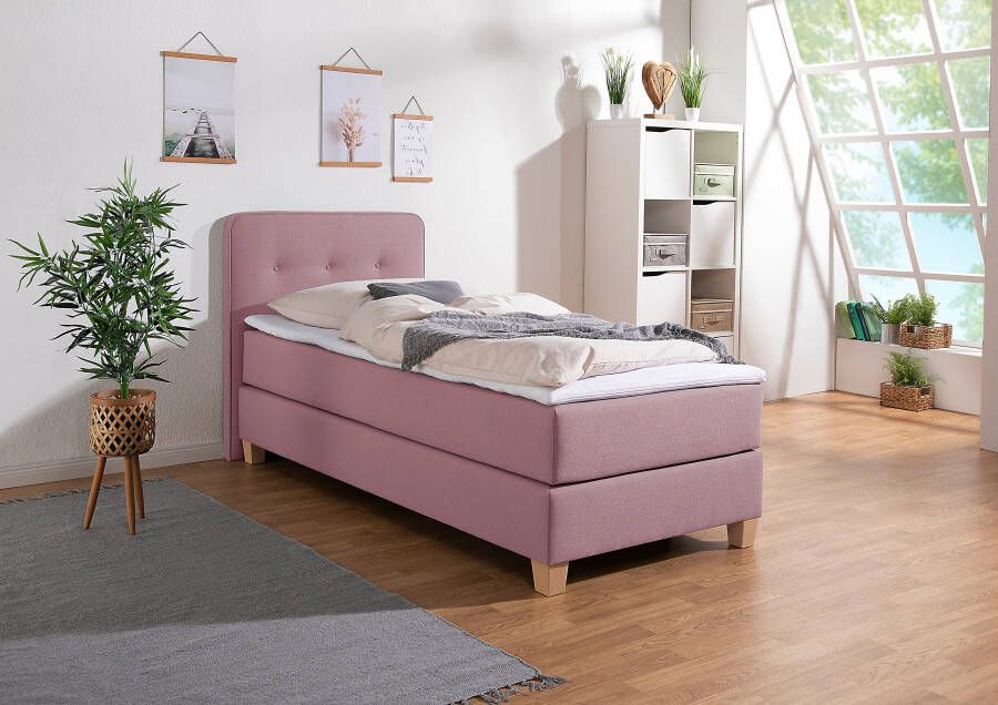 Home affaire Boxspring Fargo inclusief topper in 3 soorten matrassen in fluweel of structuurstof