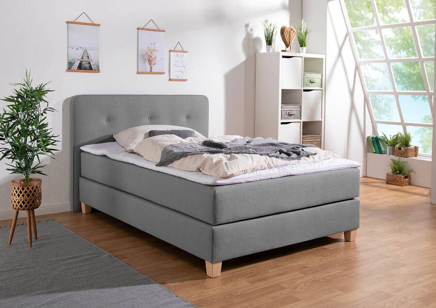 Home affaire Boxspring Fargo inclusief topper in 3 soorten matrassen in fluweel of structuurstof