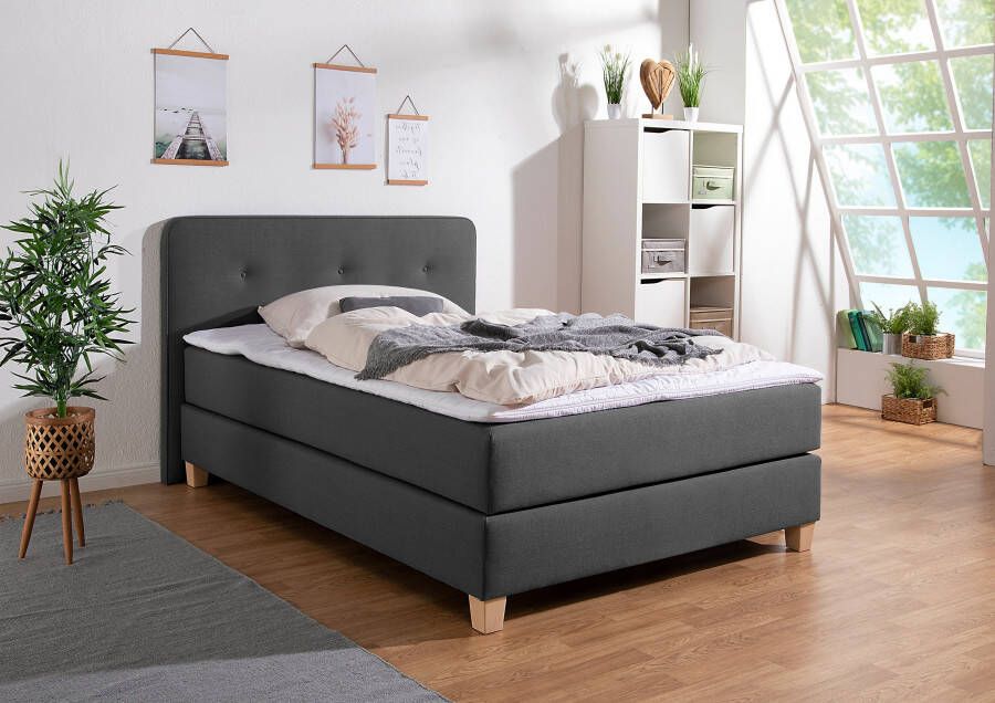 Home affaire Boxspring Fargo inclusief topper in 3 soorten matrassen in fluweel of structuurstof