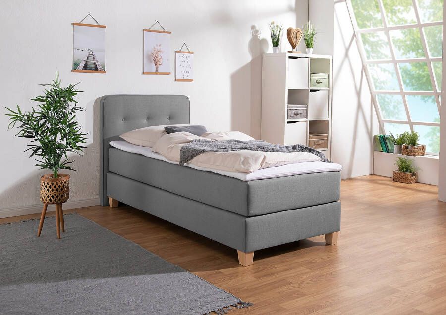 Home affaire Boxspring Fargo inclusief topper in 3 soorten matrassen in fluweel of structuurstof