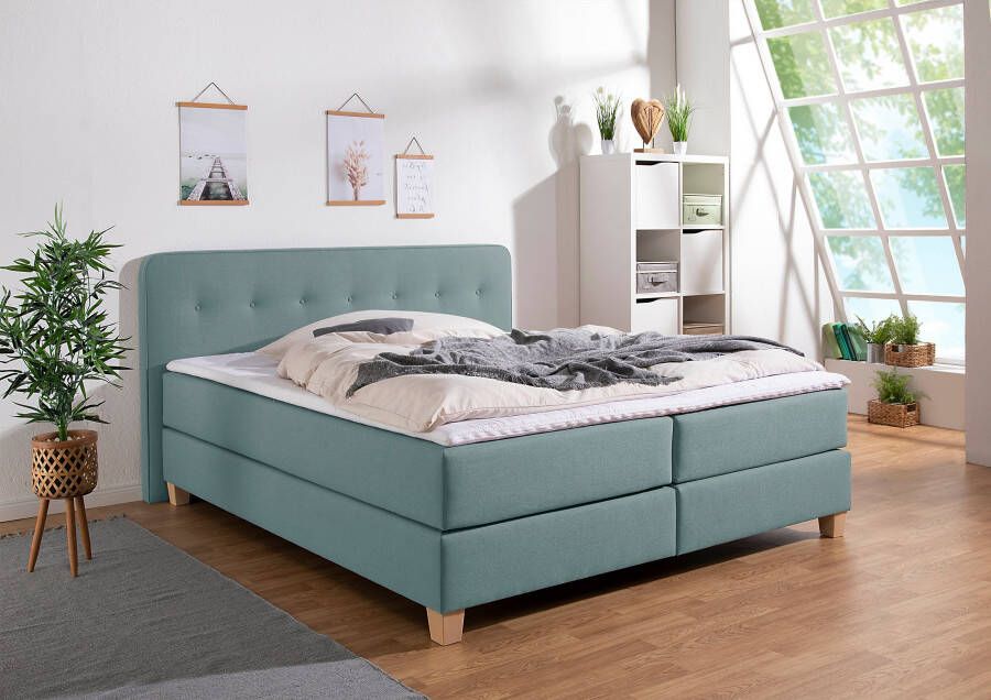 Home affaire Boxspring Fargo inclusief topper in 3 soorten matrassen in fluweel of structuurstof