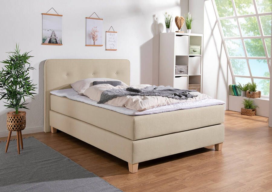 Home affaire Boxspring Fargo inclusief topper in 3 soorten matrassen in fluweel of structuurstof