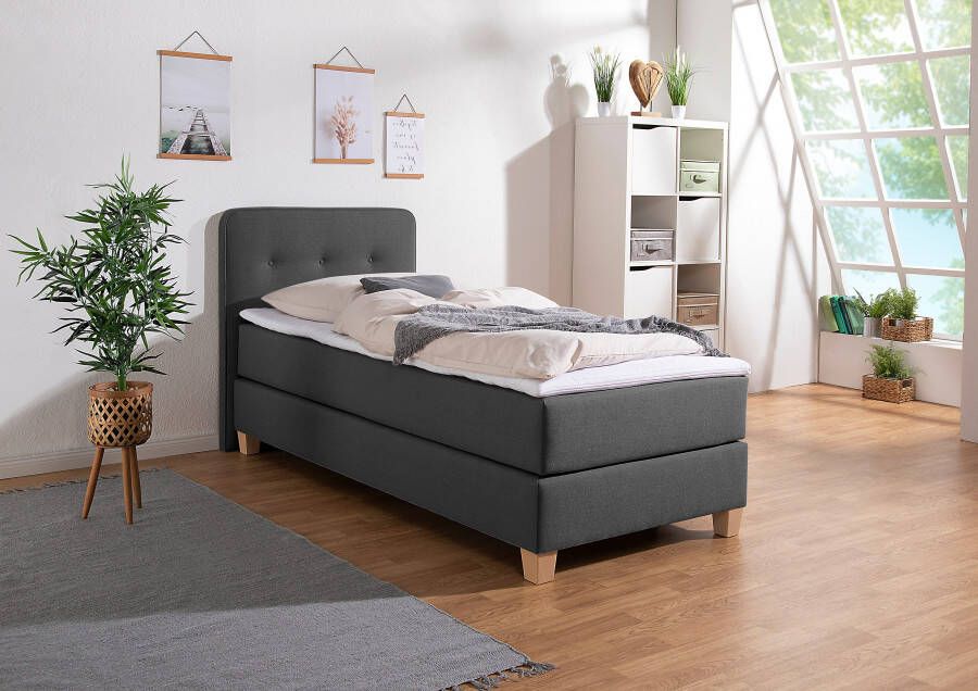 Home affaire Boxspring Fargo inclusief topper in 3 soorten matrassen in fluweel of structuurstof