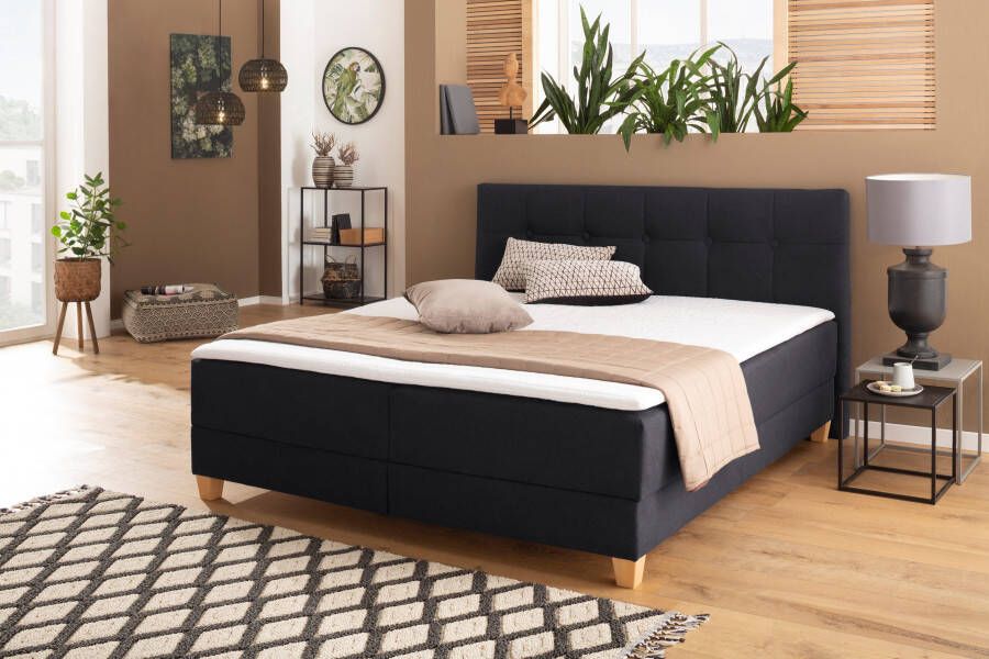 Home affaire Boxspring Lonrai in h2 h3 & h4 en xxl verlengde 220 cm kiesbaar incl. topper