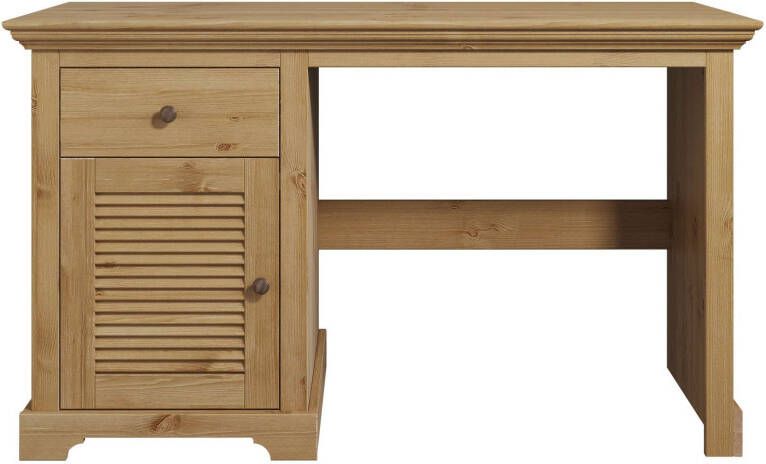 Home affaire Bureau Ayanna Massief hout met lade en deur lamellenfront breedte 130 cm