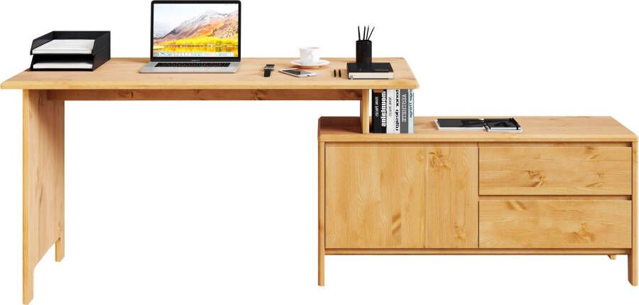 Home affaire Bureau Luven van massief hout in 2 breedtes variabel gebruik als bureau of hoekbureau