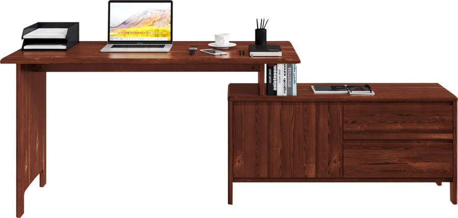 Home affaire Bureau Luven van massief hout in 2 breedtes variabel gebruik als bureau of hoekbureau