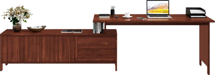 Home affaire Bureau Luven van massief hout in 2 breedtes variabel gebruik als bureau of hoekbureau