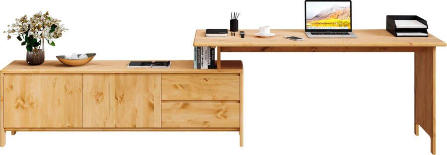 Home affaire Bureau Luven van massief hout in 2 breedtes variabel gebruik als bureau of hoekbureau