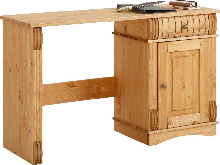 Home affaire Bureau Teresa Computertafel met lades massief hout breedte 120 cm