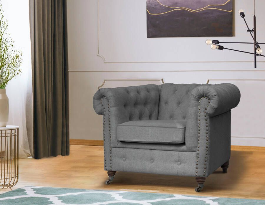 Home affaire Chesterfield-fauteuil Aarburg luxueuze capitonnage en siernagels in chesterfield-design