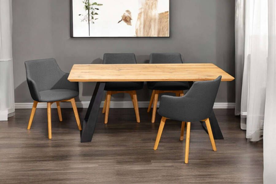 Home affaire Eethoek Ena zitgroep voor keuken eetkamer eettafel met 4 gestoffeerde stoelen 5-delig (set 5-delig)