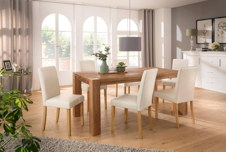 Home affaire Eethoek Livara bestaand uit 6 lucca stoelen en de mary eettafel (set 7-delig)