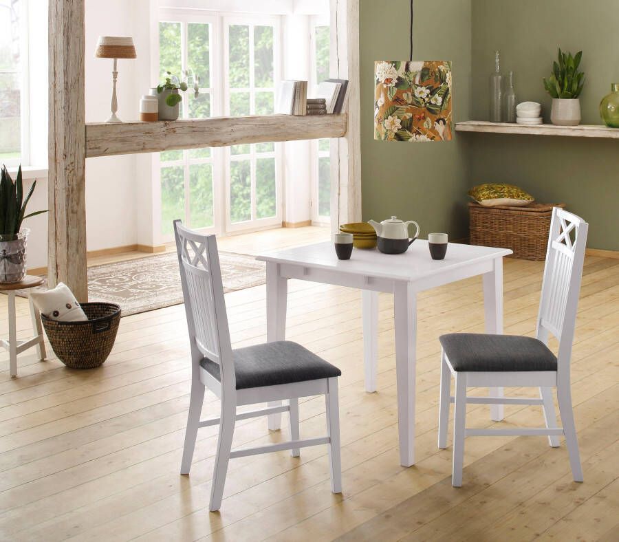 Home affaire Eethoek Olvera bestaand uit eettafel 80 cm en set van 2 eetkamerstoelen (3-delig) (set 3-delig)