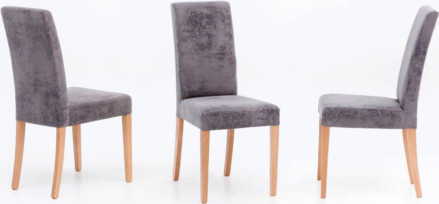 Home affaire Eetkamerstoel Lea TOPSELLER! duurzaam materiaal frame van massief hout (set 2 stuks)