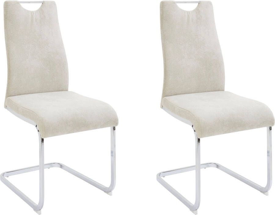 Home affaire Eetkamerstoel Milano (2 of 4 stuks) bekleding in microvezel of koord sledestoel (set)