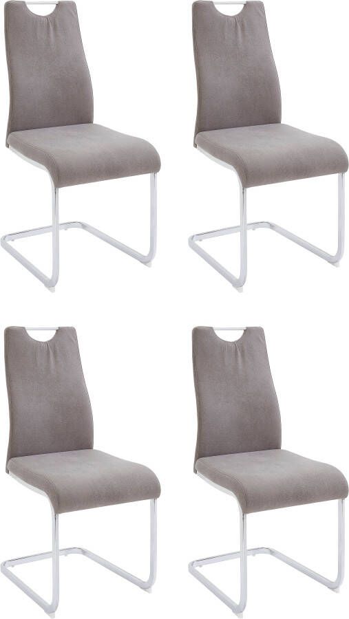 Home affaire Eetkamerstoel Milano (2 of 4 stuks) bekleding in microvezel of koord sledestoel (set)