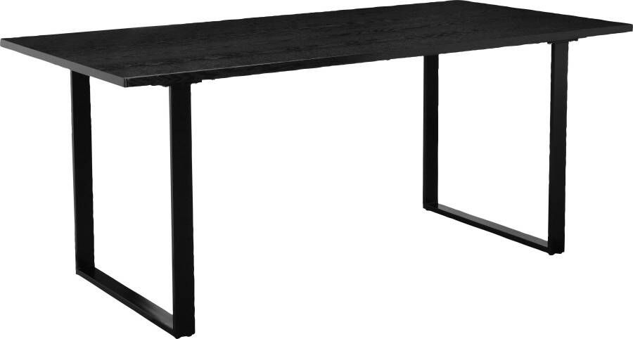 Home affaire Eettafel Lannion Onderstel van metaal zwart tafelblad met houtstructuur hoogte 76 cm (1 stuk)