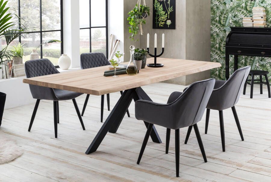 Home affaire Eettafel TRISTAN Massief wild eiken met echte boomrand