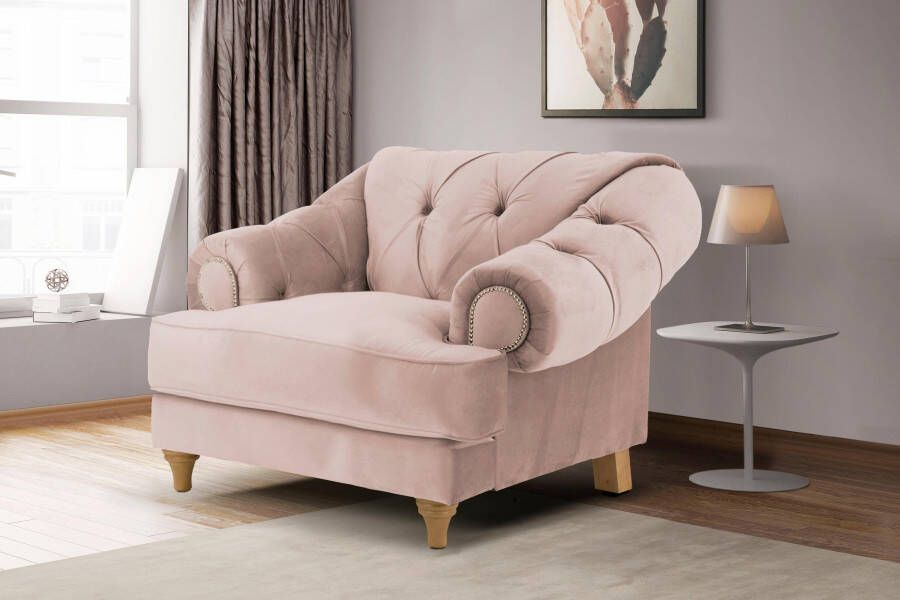 Home affaire Fauteuil Alegra met capitonnage achter opstaande naad en studs in armleuningen