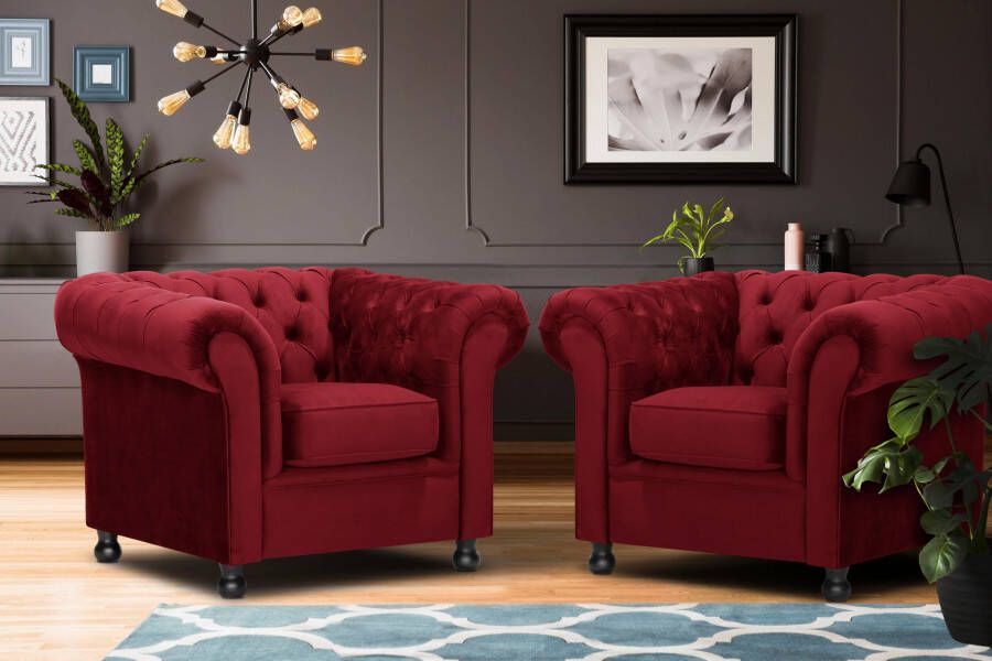 Home affaire Fauteuil Chesterfield Home met chique capitonnage en kenmerkende armleuningen