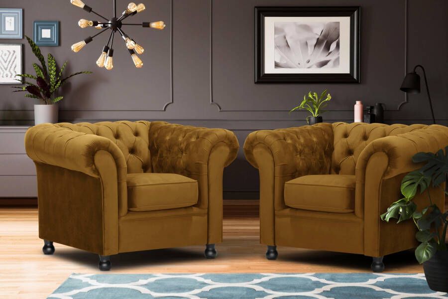 Home affaire Fauteuil Chesterfield Home met chique capitonnage en kenmerkende armleuningen