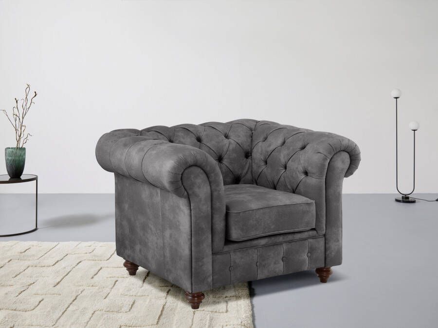 Home affaire Fauteuil CHESTERFIELD met knoopsluiting ook in leer