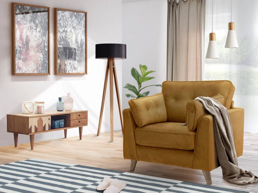 Home affaire Fauteuil Copenhagen fijne opstaande naad capitonnage achter en armkussen