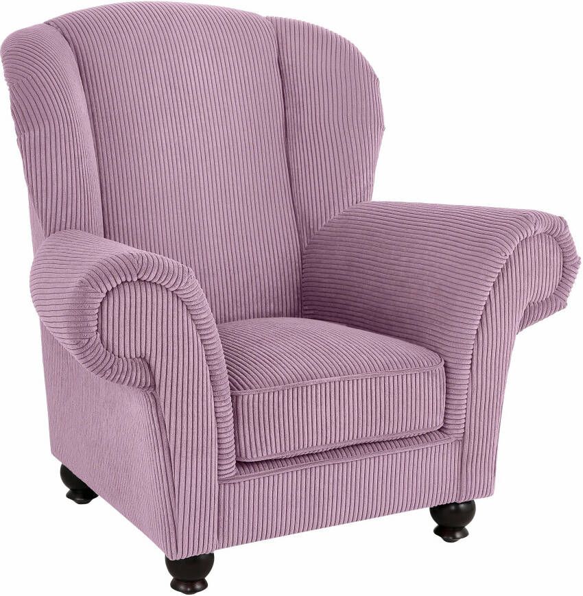 Home affaire Fauteuil King Henry hoge fauteuil oorkussen met casual bekleding binnenvering en losse sierkussens (set)