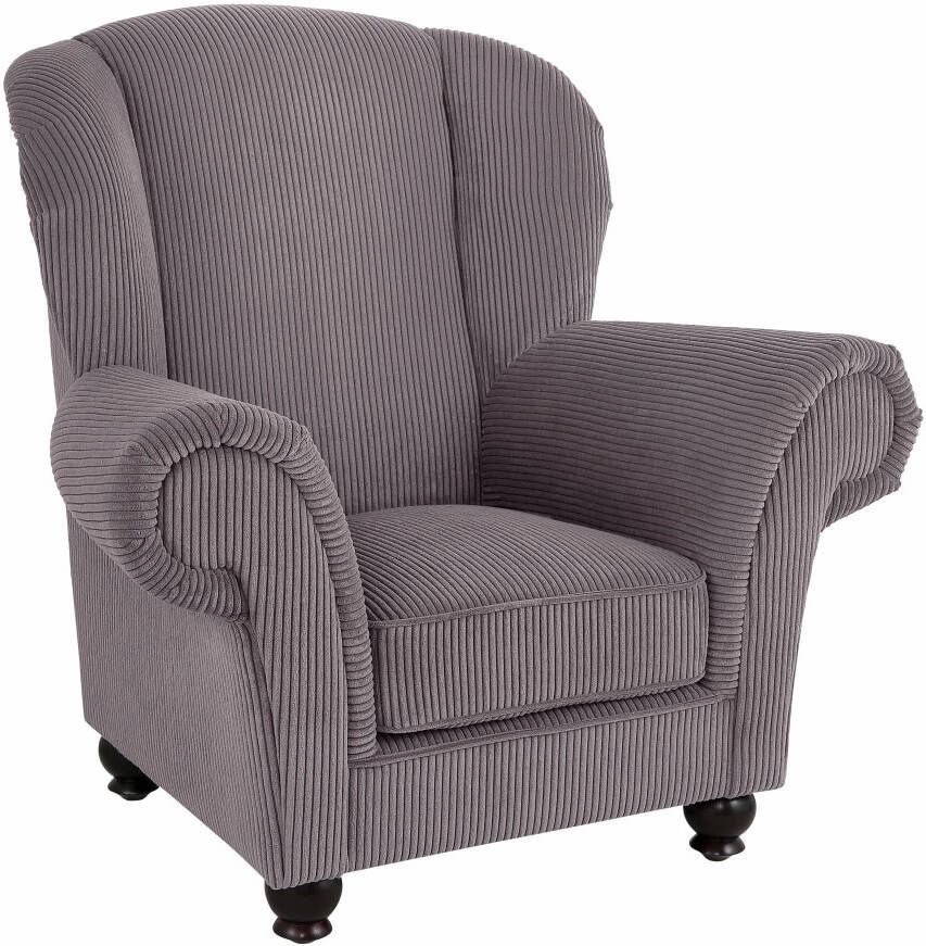 Home affaire Fauteuil King Henry hoge fauteuil oorkussen met casual bekleding binnenvering en losse sierkussens (set)