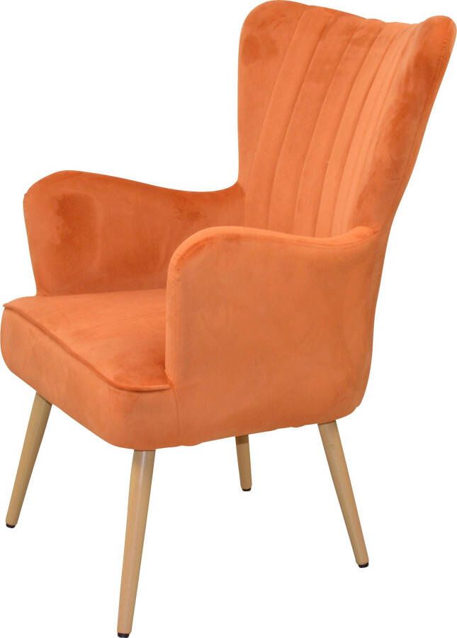 Home affaire fauteuil met poten van stalen buis houtkleuren naturel gelakt