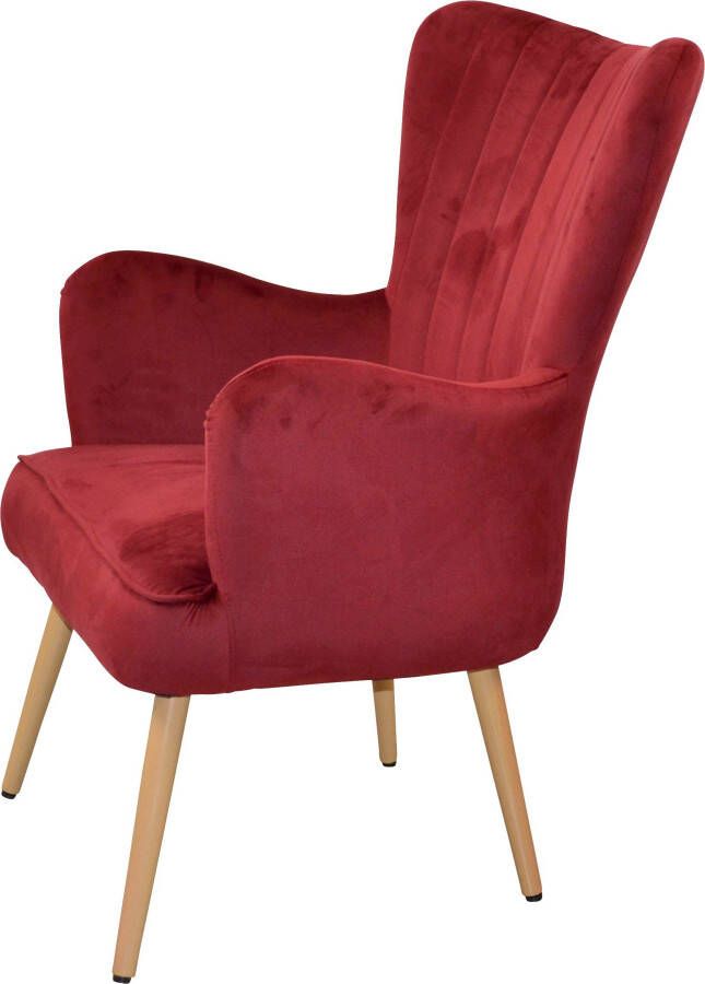 Home affaire fauteuil met poten van stalen buis houtkleuren naturel gelakt