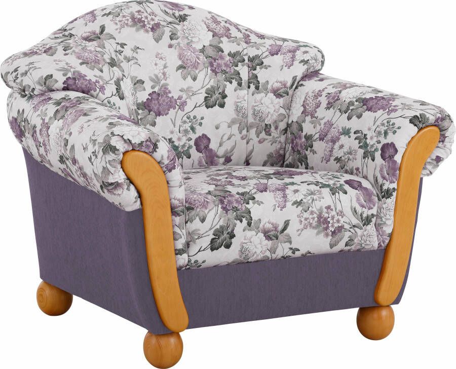 Home affaire Fauteuil Milaan comfortabele loungestoel landhuisstijl houten chatoots en -voeten (set)