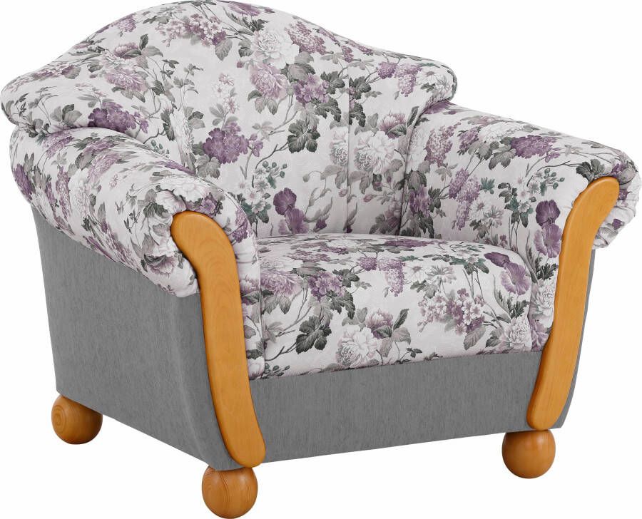 Home affaire Fauteuil Milaan comfortabele loungestoel landhuisstijl houten chatoots en -voeten (set)