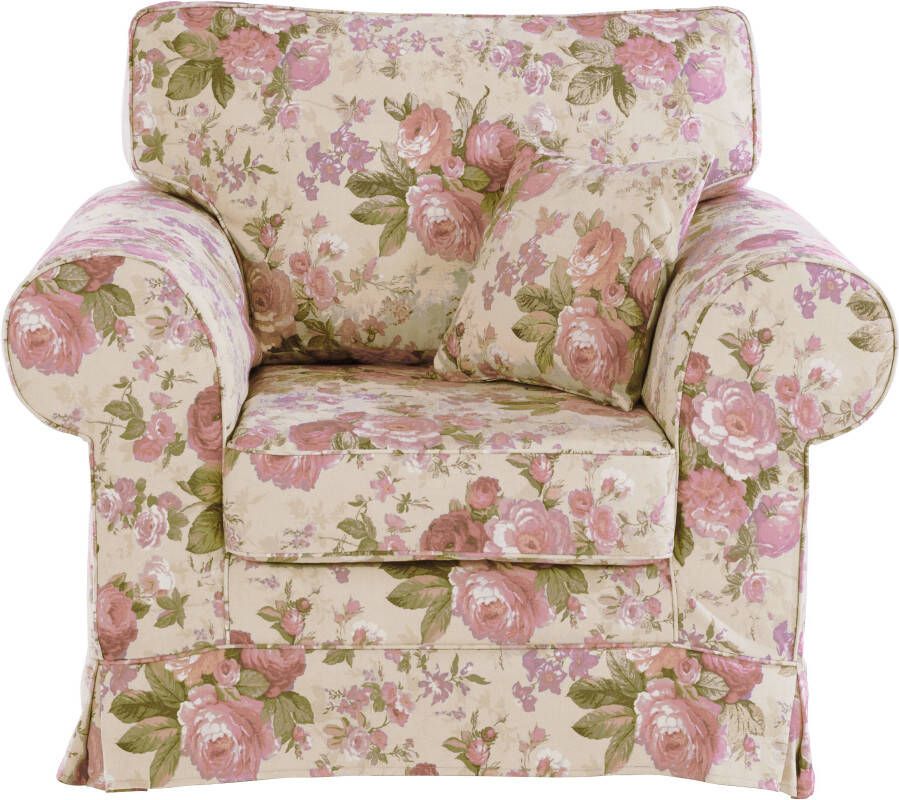 Home affaire Fauteuil Shadmoor Hoezen-look in uni of met bloemenprint passend bij de Shadmoor-serie
