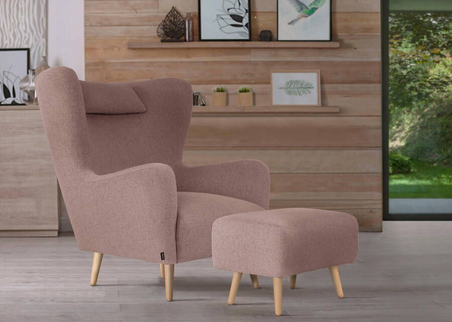 Home affaire Fauteuil Telford ook in faux fur fauteuil B D H: 77 92 106 cm keuze met en zonder poef in veel bekledingskwaliteiten ovale stoel