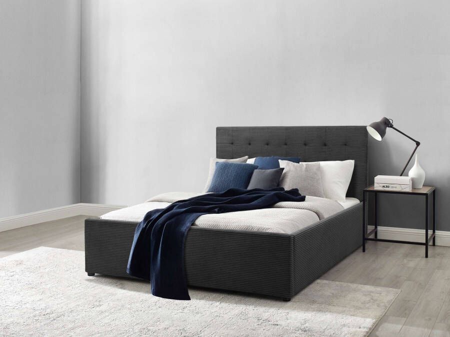 Home affaire Gestoffeerd bed Hamar knoopstiksels in het hoofdeinde tot 250 KG belastbaar