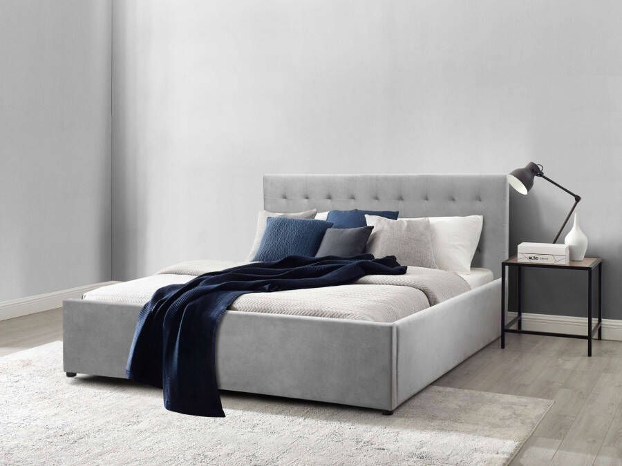 Home affaire Gestoffeerd bed Hamar knoopstiksels in het hoofdeinde tot 250 KG belastbaar