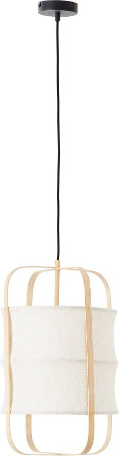 Home affaire Hanglamp McAnany Way Hanglamp met textielschaal en houten frame E27 beige natuur (1 stuk)