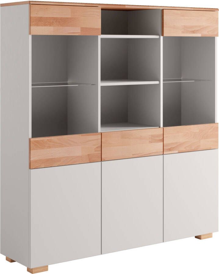 Home affaire Highboard Citra deels massief Hoogte 145 cm moderne greeploze uitstraling met push-to-open functie